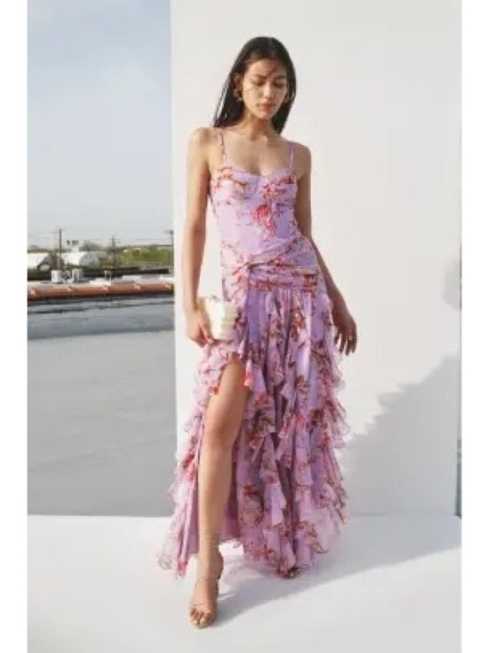 R-74. PatBO Floral Haze Flutter Maxi Dress